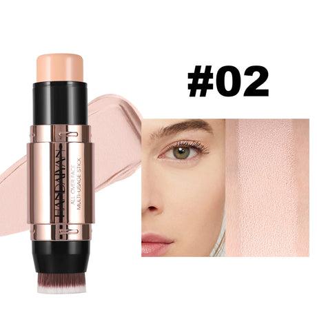 Double Head Highlighter Stick Contour Stick Waterproof Natural Silky Smooth Face Contouring for Nose Shadow With Makeup Brushes