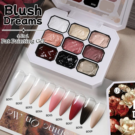 UR SUGAR 9 Colors Gradient Painting Gel Nail Art Gradient Color DIY Design Gel 4 In 1 Used For Gradient Nail Stamping Pattern