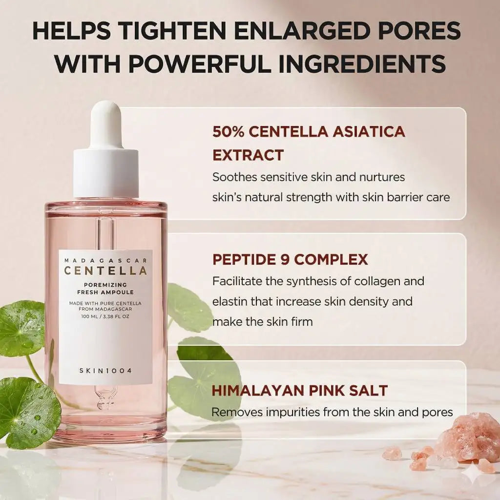 SKIN1004 Madagascar Centella Poremizing Skincare Set Korean Cosmetics Toner Ampoule Gel Cream Face Wash Cleanser Pore Beauty Kit