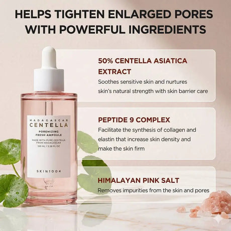 SKIN1004 Madagascar Centella Poremizing Skincare Set Korean Cosmetics Toner Ampoule Gel Cream Face Wash Cleanser Pore Beauty Kit