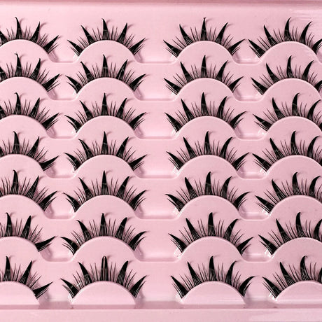 New 14/10/7/5Pairs Manga Lashes Natural Eyelashes Soft Cross Wispy Clear Band False Eyelashes Doll Eyes Lashes Cosplay Extension
