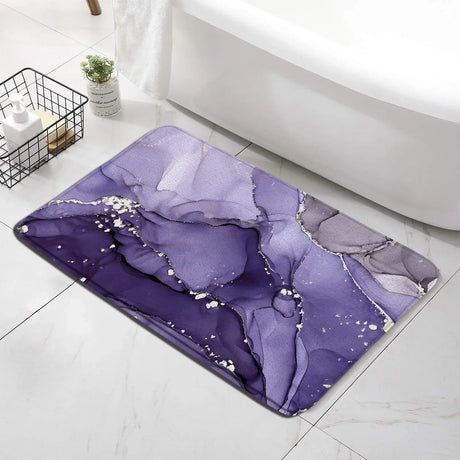 Abstract Turquoise Marble Bath Mat Set Modern Ink Art Textured Pattern Home Carpet Bathroom Decor Floor Rugs Toilet Lid Cover
