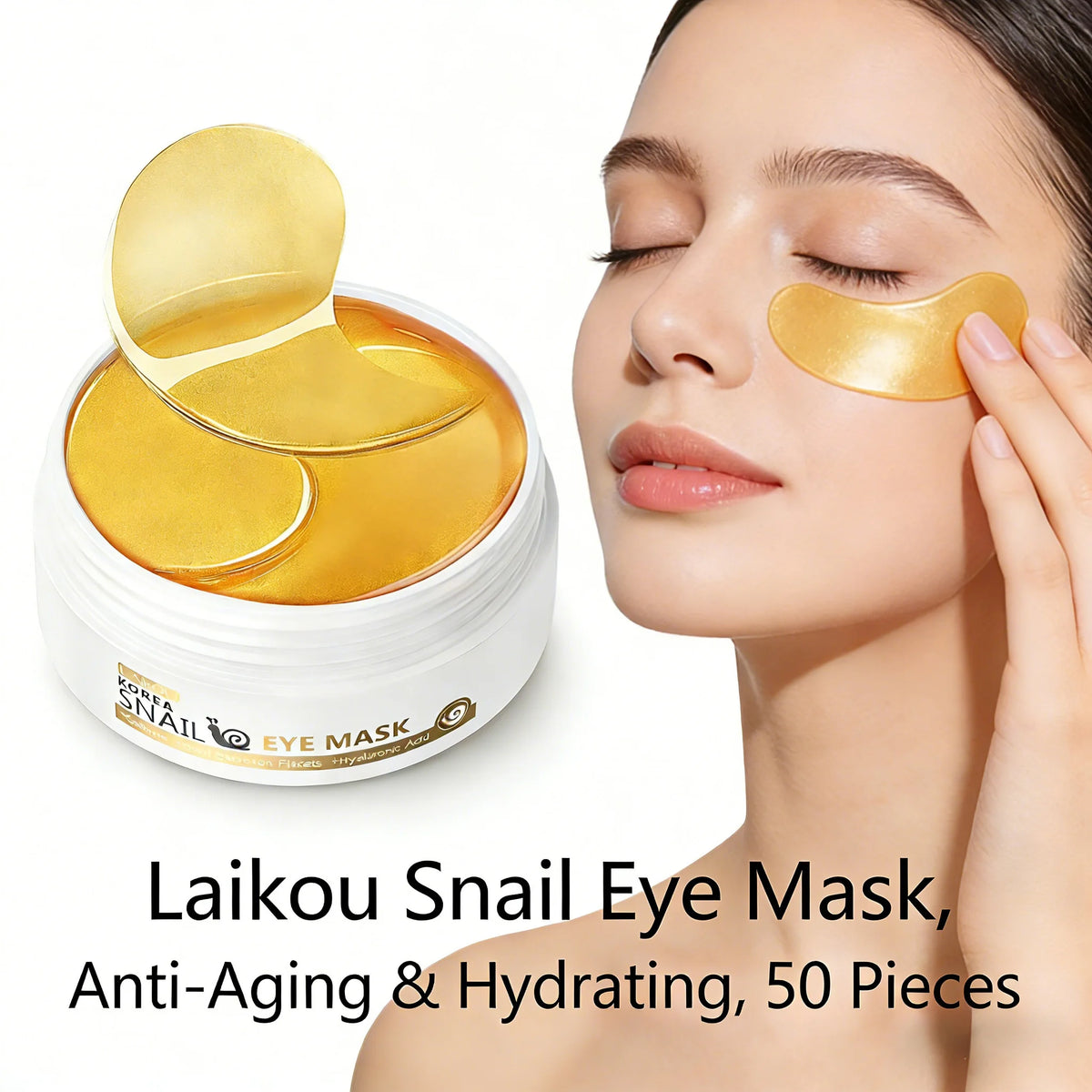 LAIKOU Snail or Sakura Under Eye Mask Anti Aging Hydrating Reduce Dark Circles Puffiness 50 Pieces for Daily Eye Care