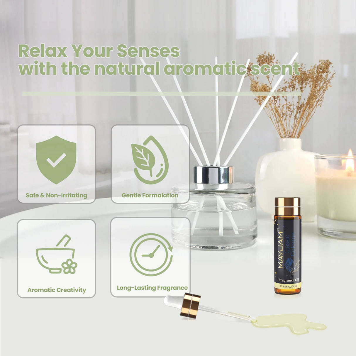 MAYJAM Fragrance Oil Classic Cologne Bay Rum for men,Oriental Charm Scent for Woman 10ml New Arrival Aroma Oils