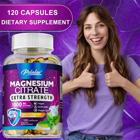 Magnesium Citrate Supplement - Supports Heart, Muscle, Nerve, Bone Health, Promote Energy Metabolism, Gut Digestion