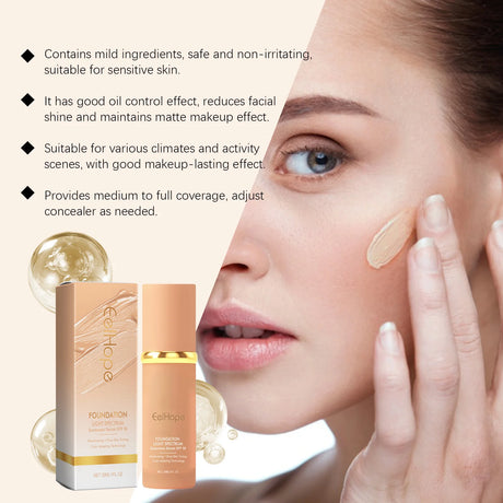 4-in-1 Liquid Foundation Spf 50+ Magic Color Changing Matte Long-Lasting Waterproof Sweating Moisturizing Coverage Makeup Base