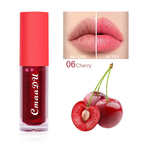 CmaaDu 1 Pcs Moisturizing Hydrating Lip Gloss Lipstick Cherry Flavor Fruit Anti-cracking Long-lasting Waterproof Lip Glaze Red
