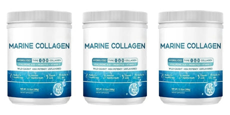 Marine Collagen Peptides Powder Type I & III with Hyaluronic Acid Vitamin C Unflavored Beauty Supplement Skin Hair Nails 12.35oz