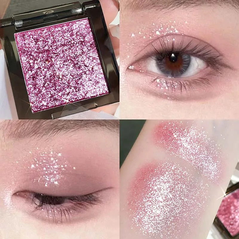Purple Glitter Eyeshadow Makeup Pearlescent Shimmer Black Eyeshadow Plate Waterproof Long Lasting Monochrome Eyeshadow Cosmetics
