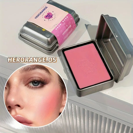Herorange 6 Colors Iron Box Blush Palette Matte and Fine Shimmer Low Saturation Waterproof Long Lasting Easy to Apply