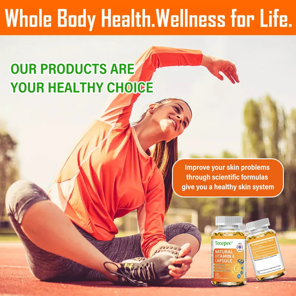 Vitamin E Capsules Helps Blood Birculation and Antioxidant & Brightens Skin Tone Daily Vitamin Supplement Beauty Health
