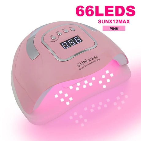 SUNX12 Max Nail Lamp Pink Nail Dryer For Manicure 66 Leds UV Light Quick Cure Autosense Nail Lamps With Base