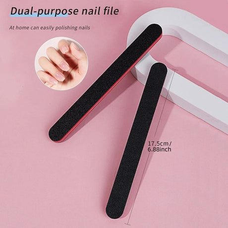 10 Pack Red Core Nail Files Professional Double-Sided 17.8x1.9cm Size for Salon And Home Use