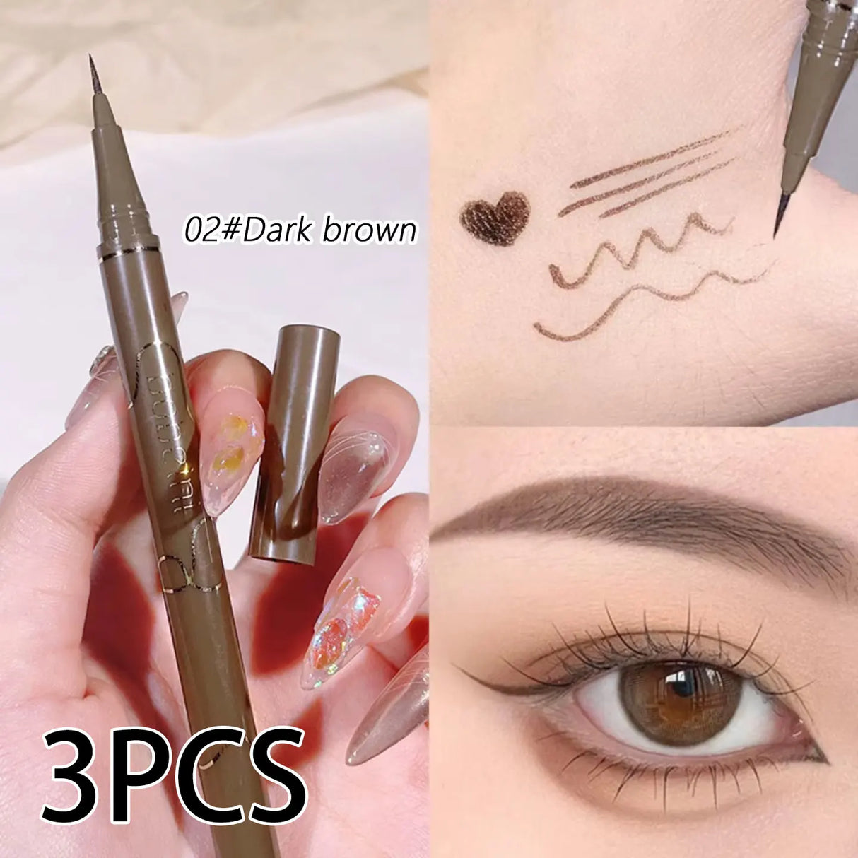 0.05mm slim eyeliner is smooth and durable, slim, quick-drying, long-lasting eyeliner, 4 colors, waterproof, non-smudging
