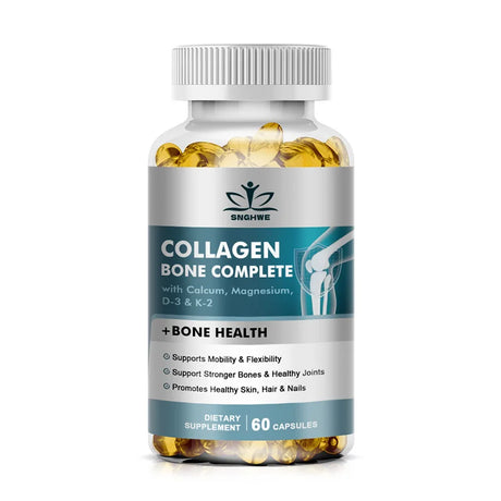 Bone Collagen Capsules 120 Count Supports Joint Cartilage Collagen Production Calcium Absorption And Immune System Health
