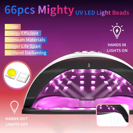Professional 66LEDs UV Gel LED Dryer Light Nail Lamp for Nails Manicure Gel Polish Nail Art Accessories Curing Gel Toe Nails
