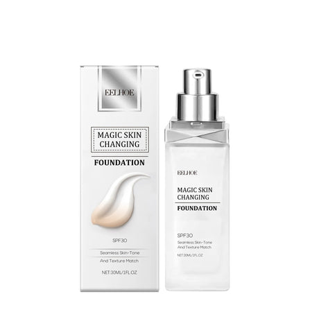Color Changing Foundation Hyaluronic Acid Waterproof Oil Control High Coverage Makeup Base Magic Covering Foundation Liquid 30ml