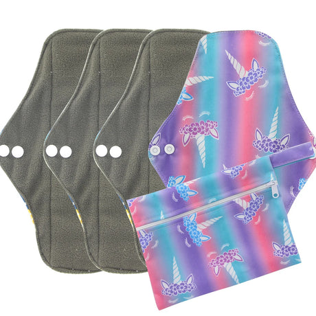 5pcs Set 4pcs Bamboo Reusable Sanitary Pads Washable Absorbent Cloth Menstrual Pads+1pc Bonus Free Mini Wet Bag