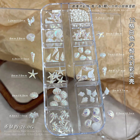 Conch Shell Coconut Tree Mermaid Tail Star Butterfly Heart Rhinestone Bowknot Christmas Snowflake Nail Art Accessory Decorations