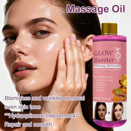 300ml Facial Body Massage Oil Kojic Acid Whitening Serum Glow Booster Cast Oil Turmeric Retinol Oil Brightening Skin Care