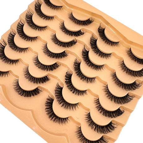AMSDCN 14 Pairs 3D Lashes Fluffy False Eyelashes Thick Volume Cat-Eye Faux Lashes Natural Long Wispy Lashes extension Pack