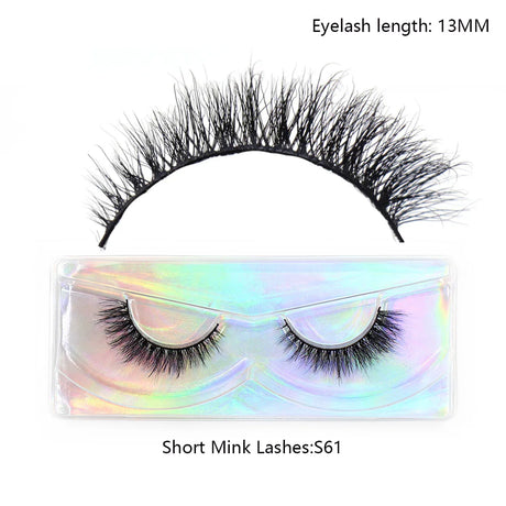 LEHUAMAO 12mm-15mm Short Natural 3D Mink Lashes Fluffy Wispy False Eyelashes 100% Cruelty Free Eyelash Extensio Face Makeup