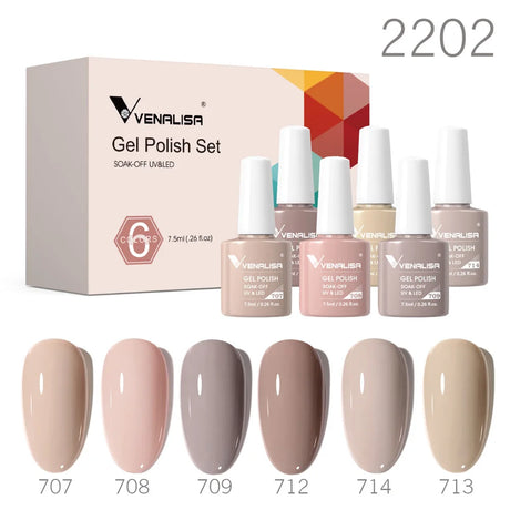 Venalisa Color Nail Gel Polish Kit Jelly Pink Semi-transparent HEMA FREE Self Leveling Nude Natural Pink Nail Manicure Set
