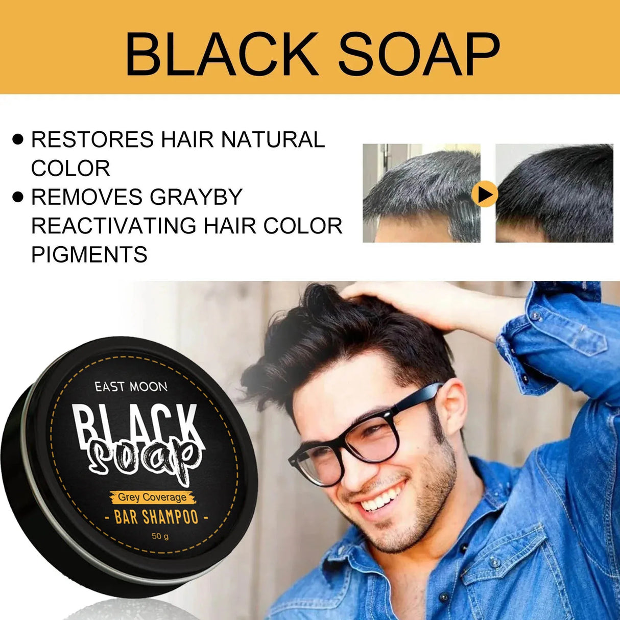 Polygonum Multiflorum Black Hair Soap Darkening Shampoo Bar Repair Gray White Color Dye Face Hair Body Shampoo For Man Women