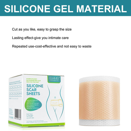 4cm X 150cm Silicone Scar Sheets , 1 Roll Self-Adhesive Scar Cover Tape Skin Care Waterproof and Breathable Scar Patch