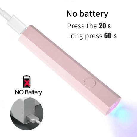 YIKOOLIN Portable Rechargeable UV LED Nail Dryer Mini Gel Polish Curing Lamp 2 Timing Modes USB Charging Manicure Tool Home Use