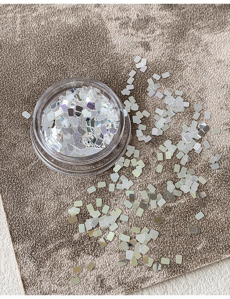 Square silver glitter nail accessories boxed, simple and sparkling, light luxury style, wholesale of wearable nail decorations