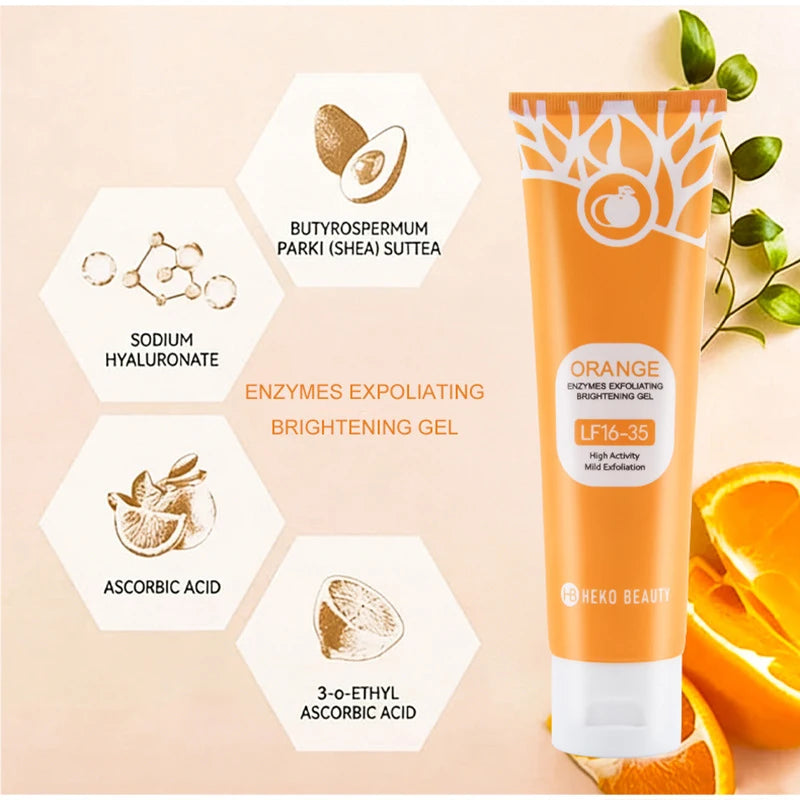 1/2/3pcs Orange Exfoliating Gel For Face, Deeply Cleanses & Moisturizes, Gently Removes Dead Skin & Pilling, Brightening Scrub