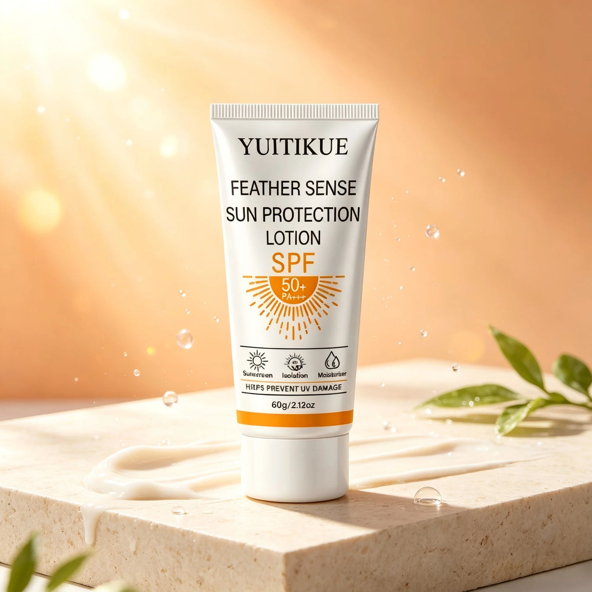 YUITIKUE SPF50+ PA++++ Sunscreen Lotion, Feather Light Sun Protection Isolation Moisturizing Cream 60g