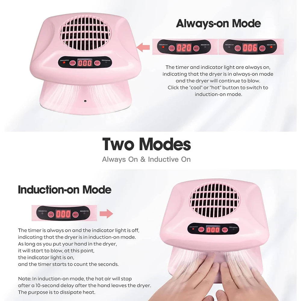 LINMANDA Air Nail Art Dryer With Automatic Sensor 300W Timing Warm Cool Wind Air Nail Fan Blow Dryer for Both Hands And Feet