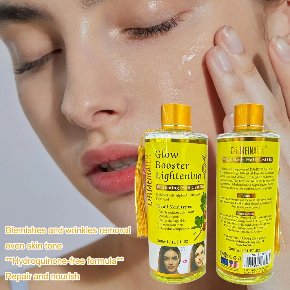 300ml Facial Body Massage Oil Kojic Acid Whitening Serum Glow Booster Cast Oil Turmeric Retinol Oil Brightening Skin Care
