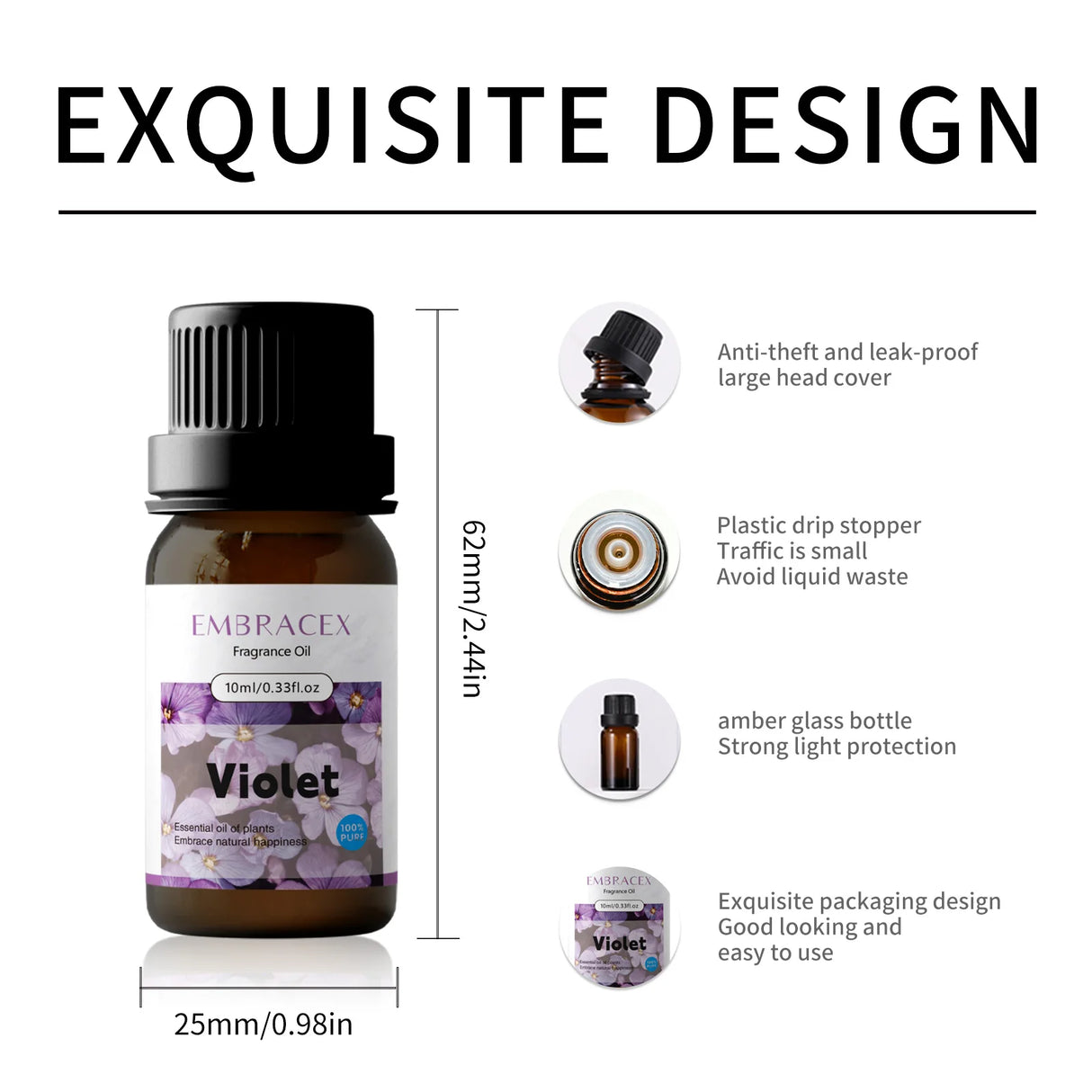 10ml Essential Oil Violet Natural Plant-Based for Relaxation and Stress Relief Body Massage Oilflower Perfume Gifts