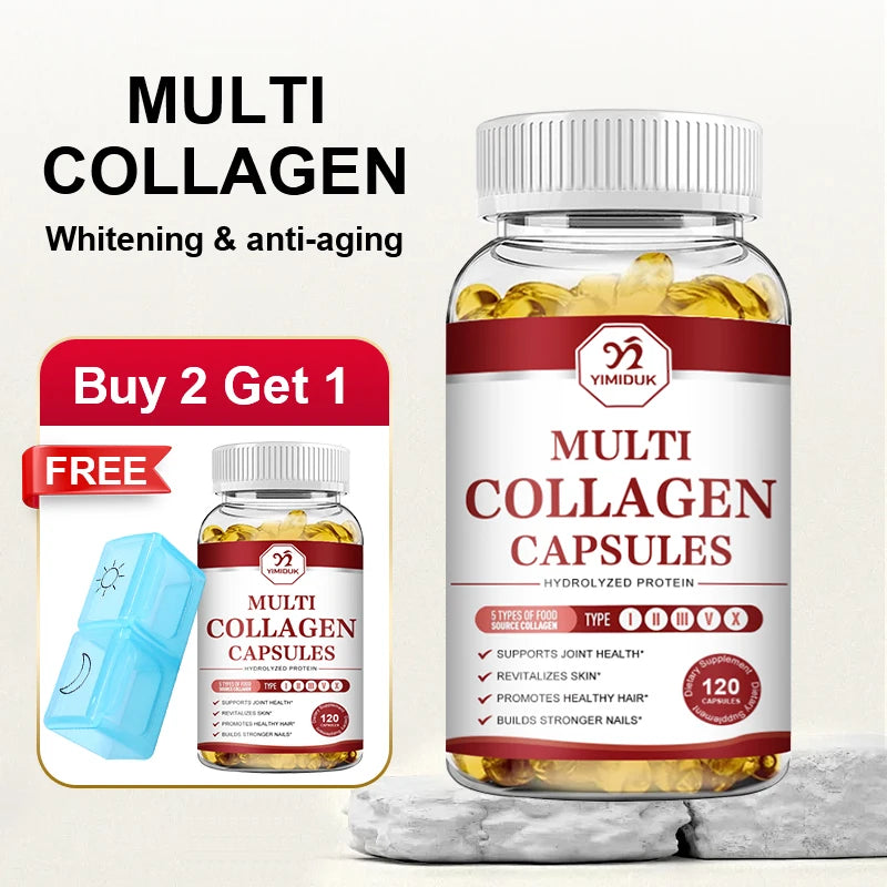YIMIDUK Multi Collagen Peptides 1500mg Capsules, Supports Skin, Hair, Nails, Joint & Bone Health, Digestion & Daily Vitality