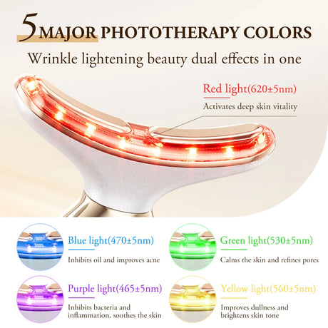 ANLAN Dual Polar Neck Beauty Device with 24K Gold Anti-aging Remove Double Chin Facial Lifting 5 Color LED Warm Facial Massager