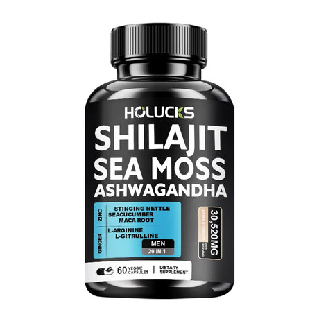 Premium Sea Moss Shilajit Ashwagandha Herbal Capsules, Boost Energy, Immune Support, Enhance Vitality & Overall Wellness