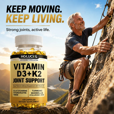 Advanced Vitamin D3 K2 Joint Support Supplement, for Heart & Bone Health, Cardiovascular & Immune Support, Calcium Absorption