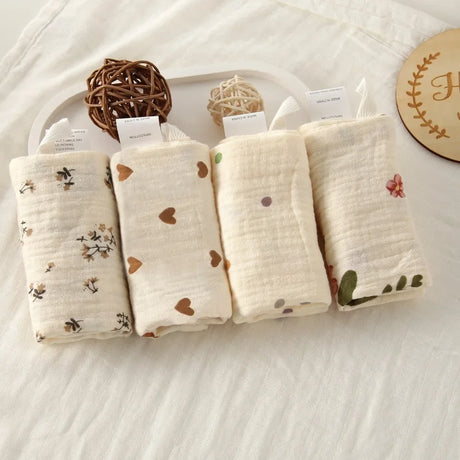 3/5Pcs 6-Layer Pure Cotton Baby Cotton Washcloth Soft Gauze Cotton Newborn Burp Cloth Absorbent Baby Towels Square Towels