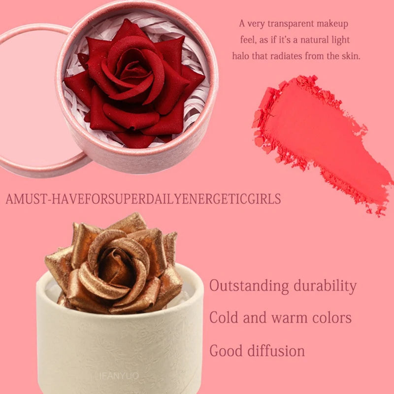 3D Rose Petal Blush Highlights Natural Makeup Brightening Cheek Long Lasting Waterproof Matte Highlighter Shimmer Blusher Makeup