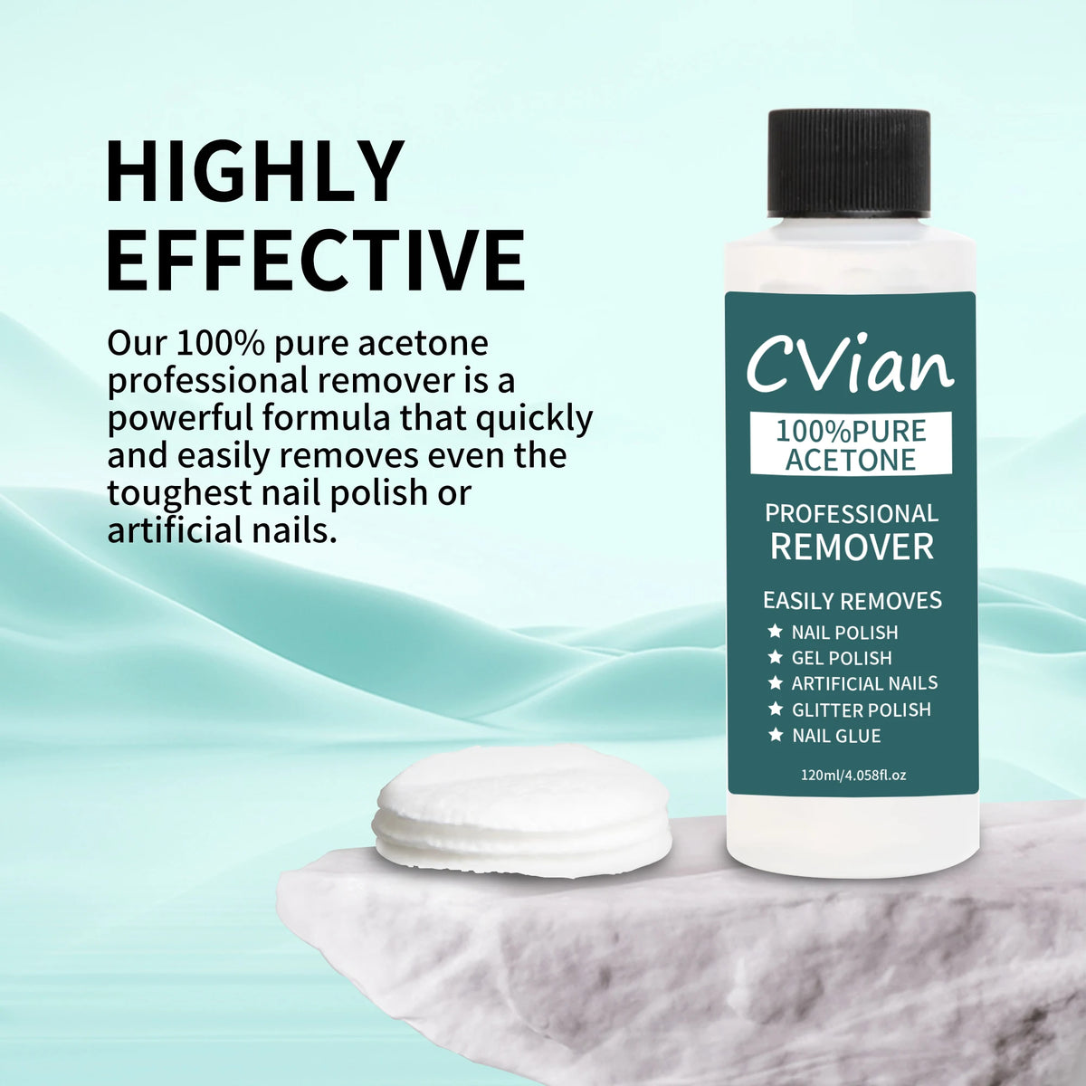 Containing 100% Acetone Nail Polish Remover, Quick Acting Formula Is Suitable for Gel, Dipping Powder and Acrylic Nail, Salon