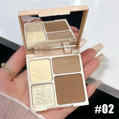 4 Color Facial Highlighter Makeup Palette Natural Matte Fine