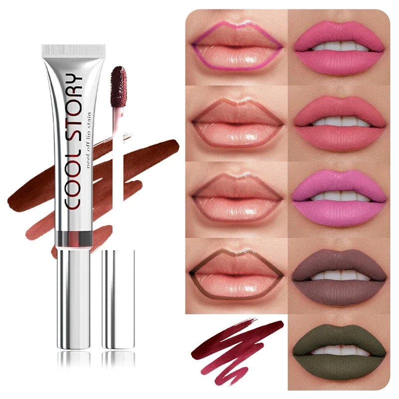 Black Brown Peel Off Lip Stain Transfer Proof Non-stick Cup Natural Lipgloss Lasting Waterproof Matte Tear-off Lip Tint Cosmetic
