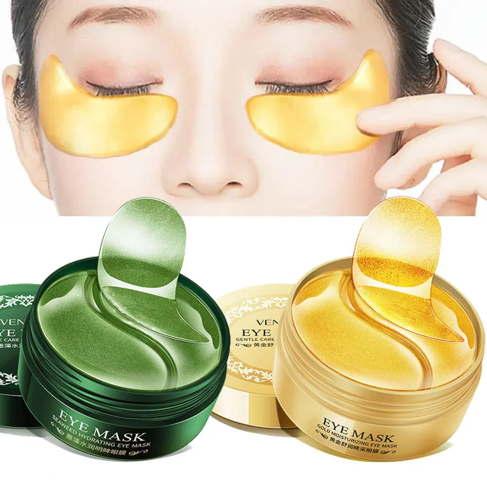 120pcs/2box Seaweed 24K Golden Collagen Eye Mask Anti Dark Circles Eye Bag Remover Moisturizing Anti-aging Eye Patches Skin Care