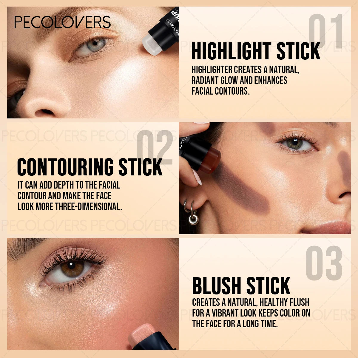 1PC Glowup Glow Highlighter Stick-Waterproof&Sweatproof,Long-Lasting Wear,Naturally Brightens Facial Contours&Highlights Makeup
