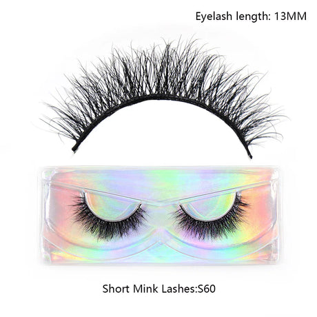 LEHUAMAO 12mm-15mm Short Natural 3D Mink Lashes Fluffy Wispy False Eyelashes 100% Cruelty Free Eyelash Extensio Face Makeup