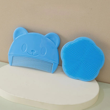 New Baby Hair Comb and Brush Cute Cartoon Whale Infant Soft Silicone Head Massage Comb Hair Cleaning Brush Newborn Bathing Tools