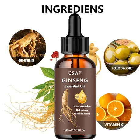 GSWP Ginseng Hair Oil, with Plant Extracts, Is Refreshing and Moisturizing, Reduces Tangles, Nourishes the Scalp. 60/120/180ml